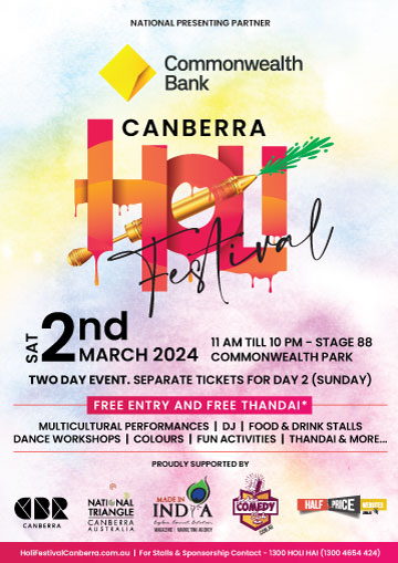 Holi Festival Canberra - 2nd March 2024 - FREE Entry & Thandai**