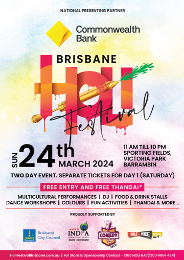 Holi Festival Brisbane - 24th March 2024 - FREE Entry & Thandai**