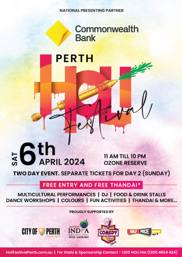 Holi Festival Perth - 6th April 2024 - FREE Entry & Thandai**