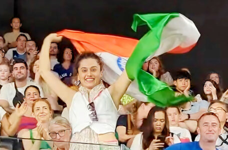 Taapsee Pannu Waves Indian Flag at Paris Olympics 2024