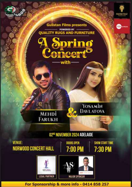 A Spring Concert with Mehdi Farukh & Yosamin Davlatova 2024 - Adelaide